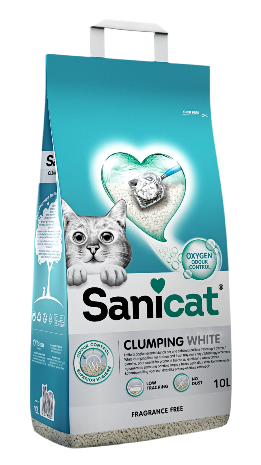 Sucipetshop.com SANICAT CLUMPING WHITE FRAGRANCE FREE CAT LITTER