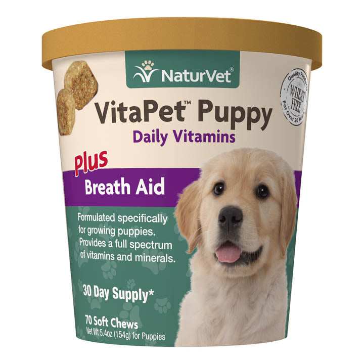 NaturVet VitaPet Puppy Plus Breath Aid Soft Treats Chew Sucipetshop