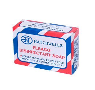 Box of Hatchells Fleago Disinfectant Soap on a white background