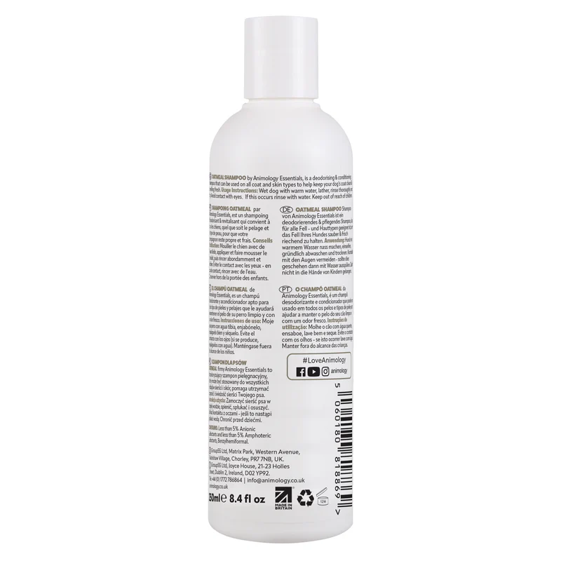 Animology Essentials Oatmeal Dog Shampoo 250ml Sucipetshop
