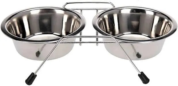aGLOW Double Stainless Steel dog Diner with Stands Sucipetshop