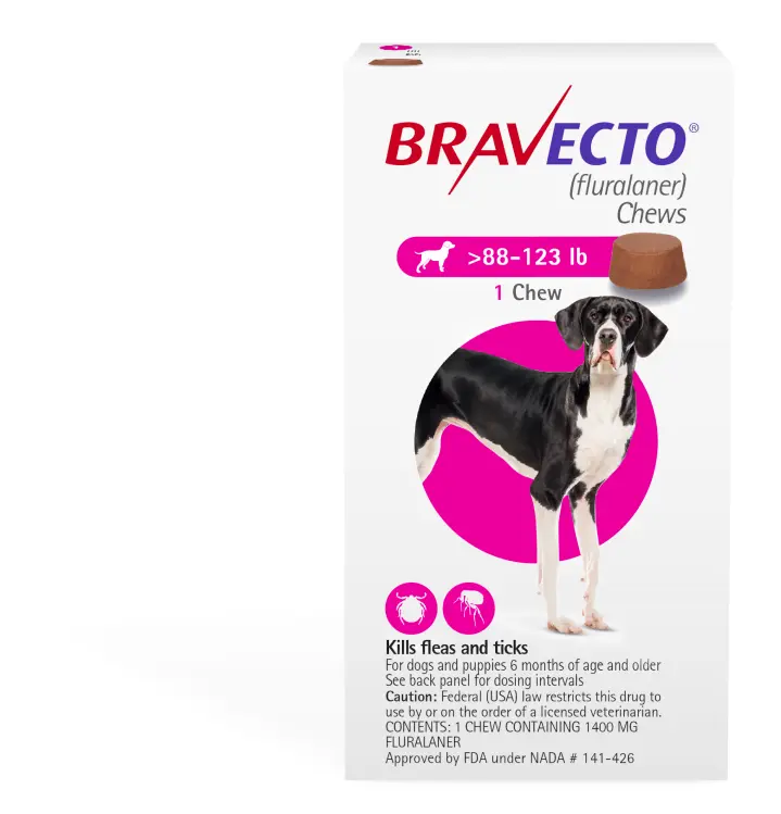 BRAVECTO CHEWABLE TABLET FOR TICKS AND FLEAS Sucipetshop