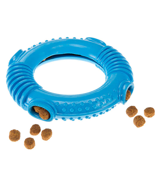 Rubber food-dispensing dog toy