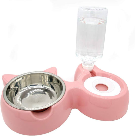 Double Bowl Water and Food Cat Feeder