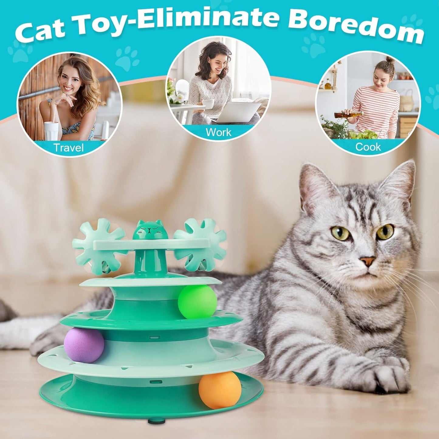 Turntable Fun Puzzle Cat Toys for Physical Exercise