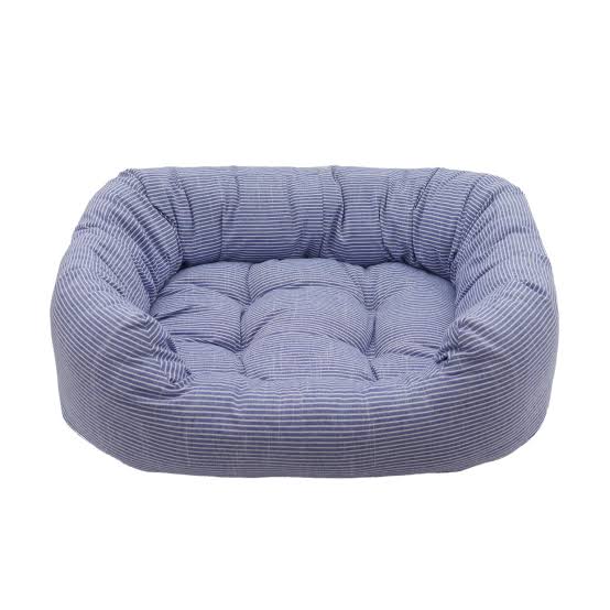 Sucipetshop.com Rosewood Blue Sky Stripe Dog Bed, Large, L67 x W80 x H18cm