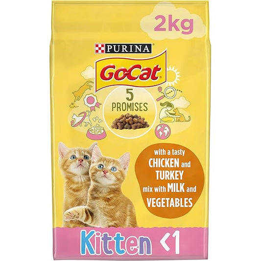 Go-Cat Kitten Chicken Turkey and Milk Dry Cat Food 2kg