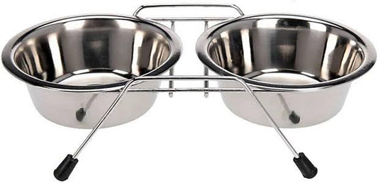 aGLOW Double Stainless Steel dog Diner with Stands