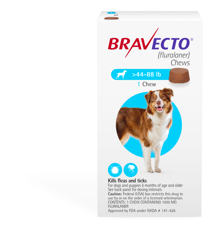 BRAVECTO CHEWABLE TABLET FOR TICKS AND FLEAS