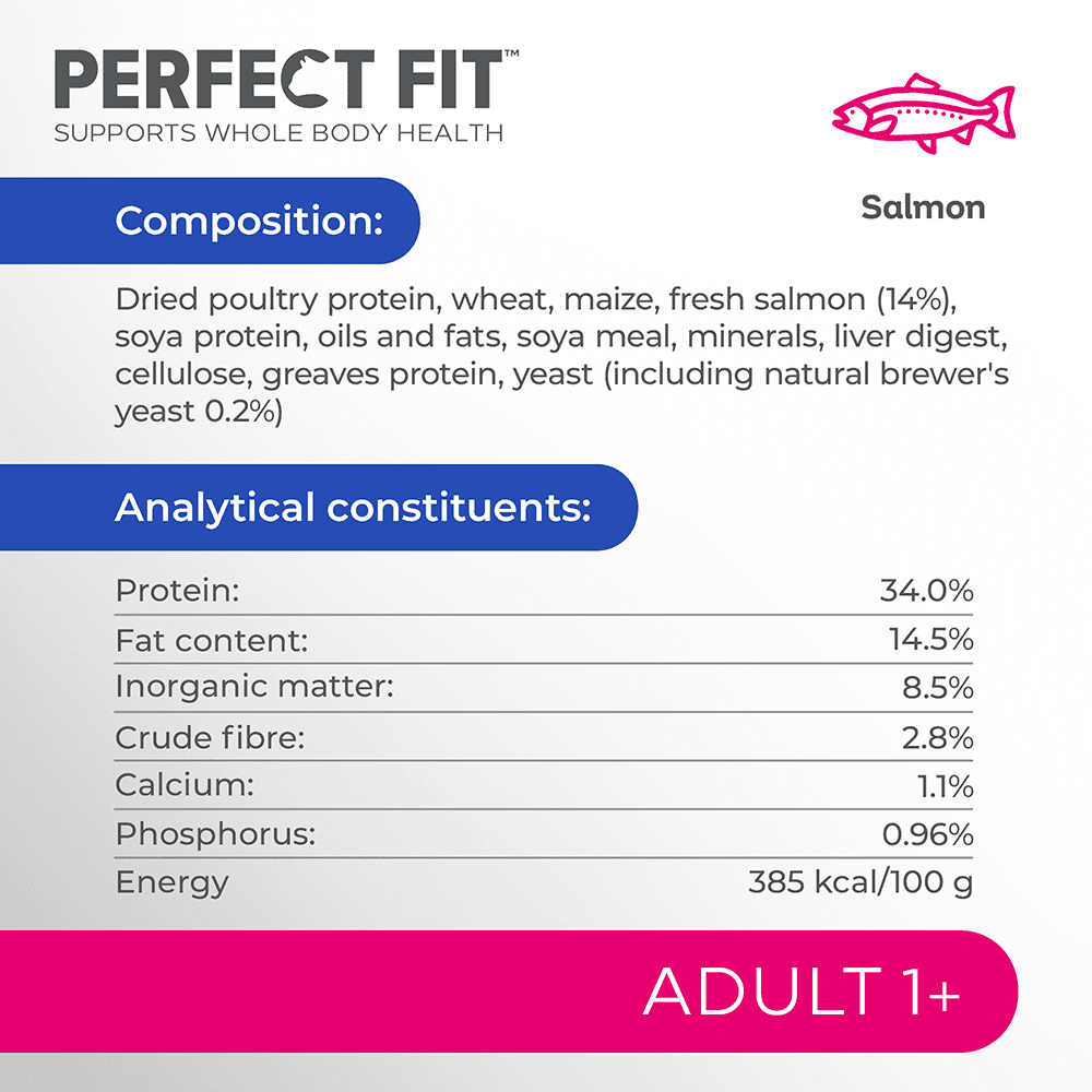 PERFECT FIT Adult Dry Cat Food Salmon 750g