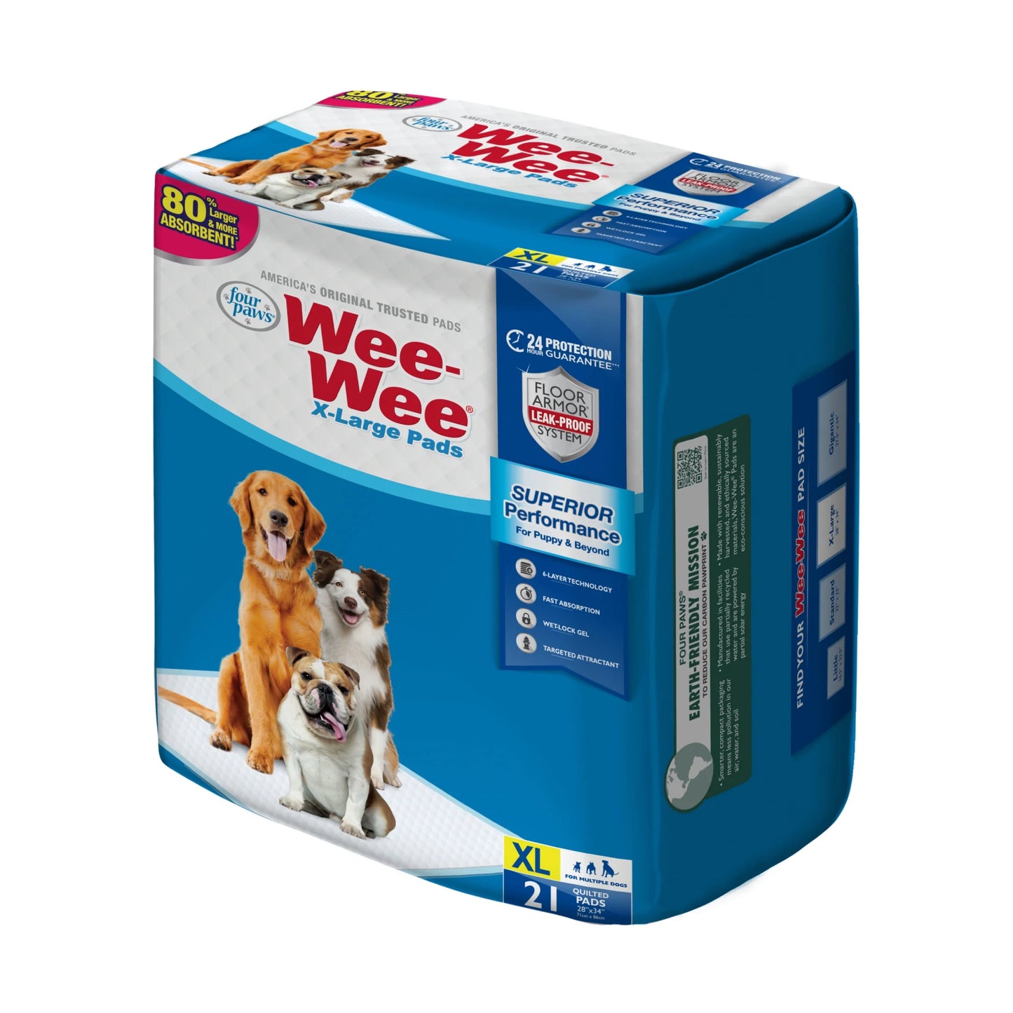 Four Paws Wee Wee Superior Potty Training Dog & Puppy Pads, Pet Pee Pads, X-Large 21 Count