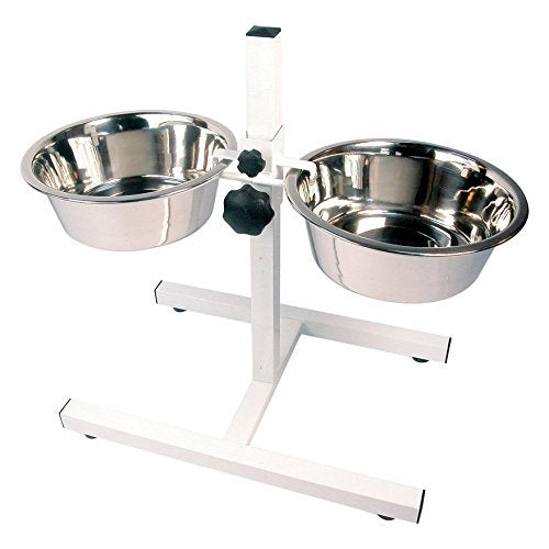 RoseWood Stainless Steel Adjustable Dog Double Dinner Bowl